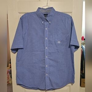 Chaps Blue & White Casual Button Down Shirt Sz XL